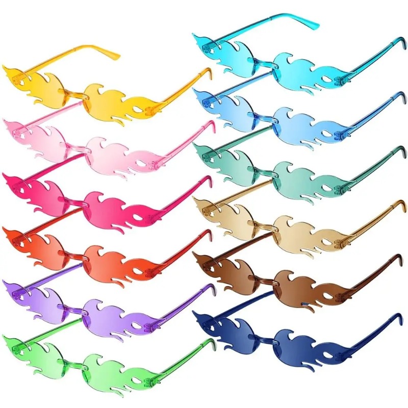 Street Fashion Glasses - Fire Flame Sunglasses Women Designer Rimless