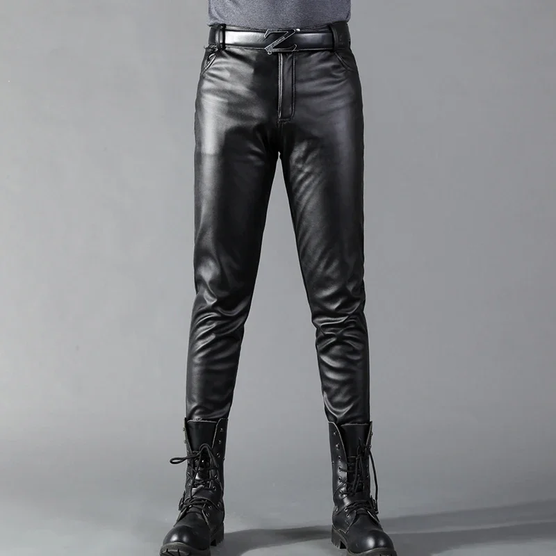 Street Fashion Dance - Men's Leather Pants Skinny Fit Elastic
