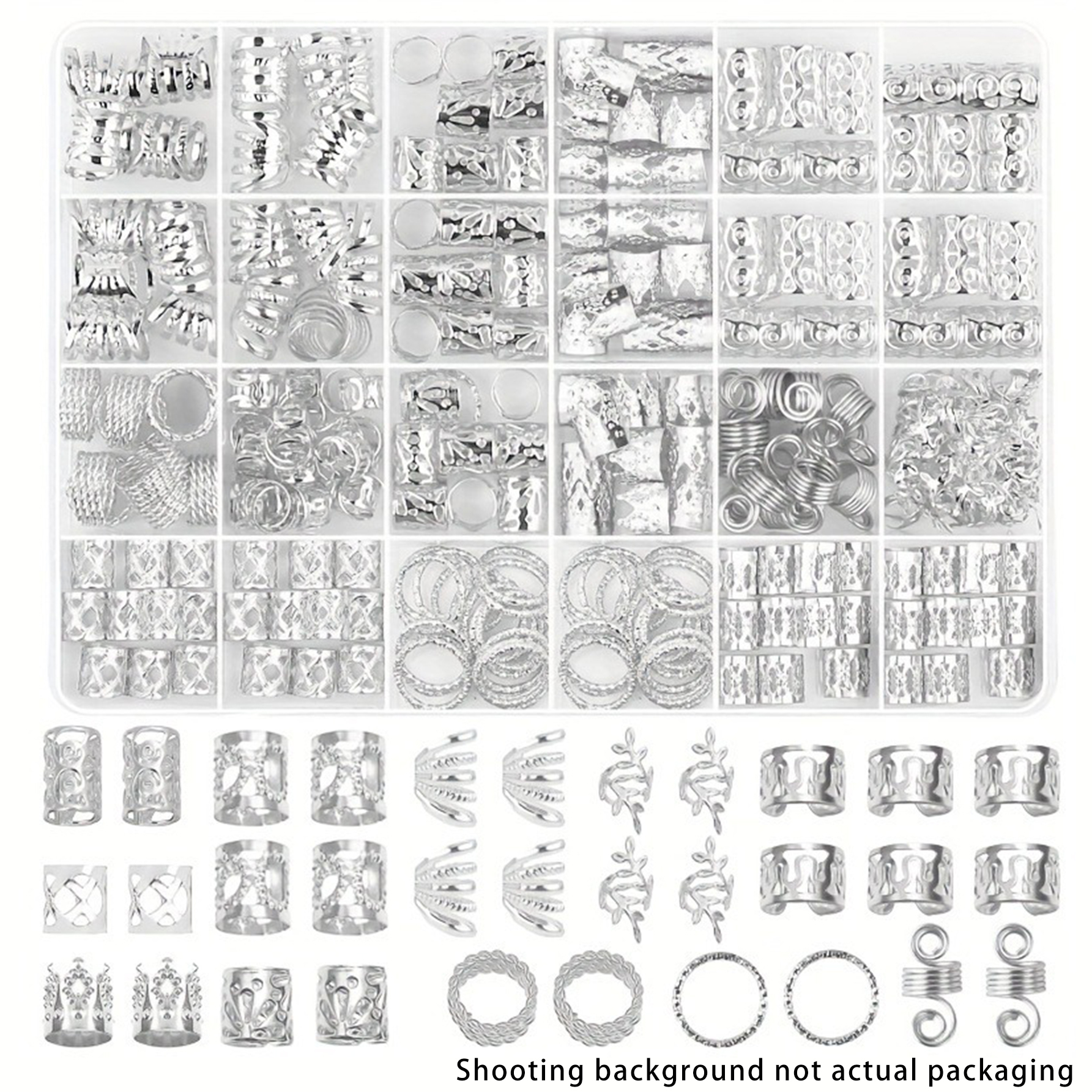 Street Fashion Rings - 280pcs Silvery Metal Hair Braiding Rings