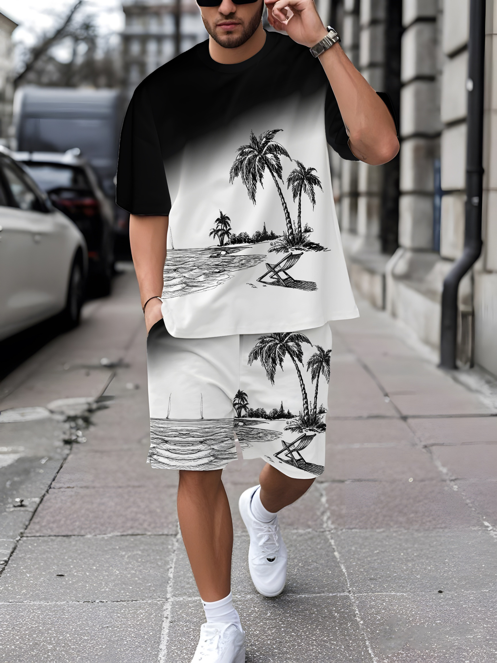 Street Fashion For 2026 - 2026 Summer New Men's Short-Sleeved Set