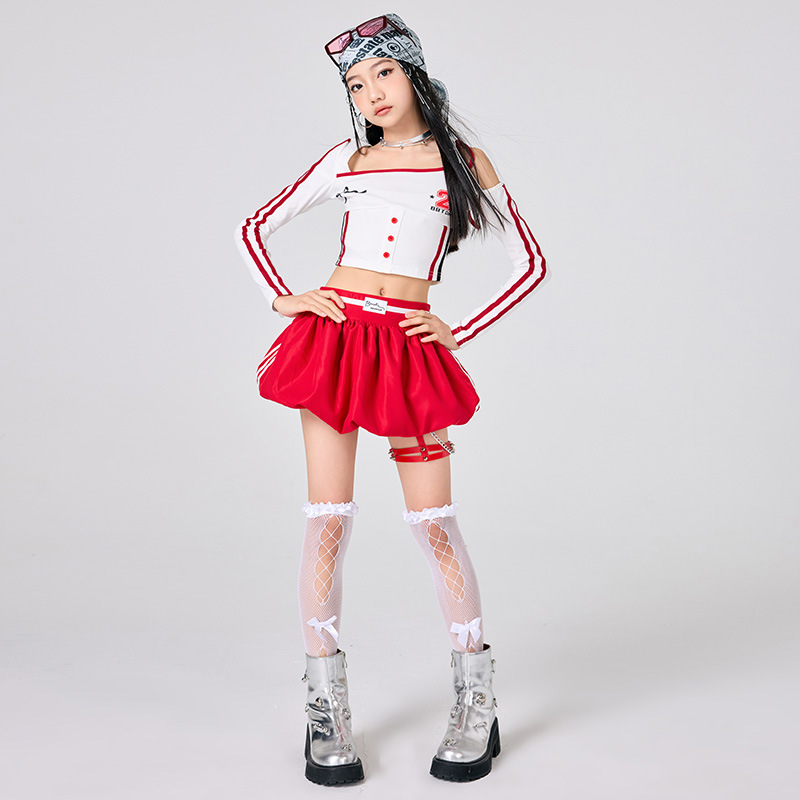 Street Fashion Dance - Girls Hip Hop Clothes White Top