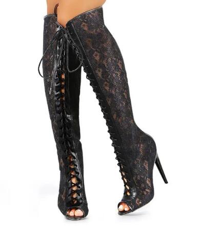 Women Black Lace Floral Peep T - مراجعة Street Fashion Female وسعره
