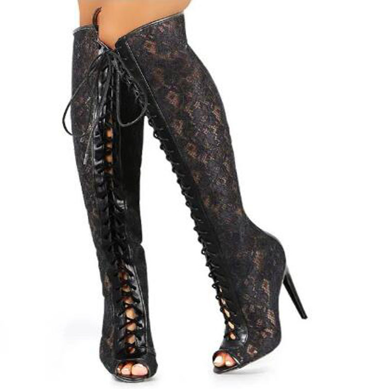 Women Black Lace Floral Peep T - مراجعة Street Fashion Female وسعره