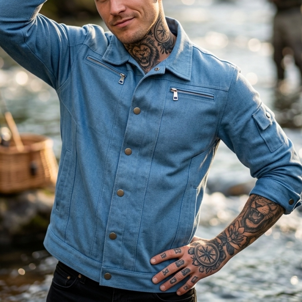 Biker Style Denim Jacket Men's - مراجعة Street Fashion Denim وسعره