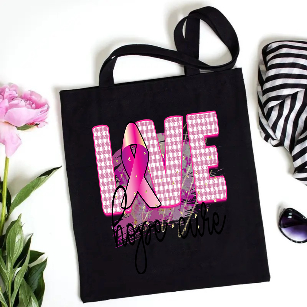 Love Hope Cure Pink Ribbon Dot - مراجعة Tote Bag Canvas Print وسعره