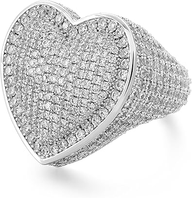 925 Silver Plated Big Heart Fu - مراجعة Street Fashion Rings وسعره