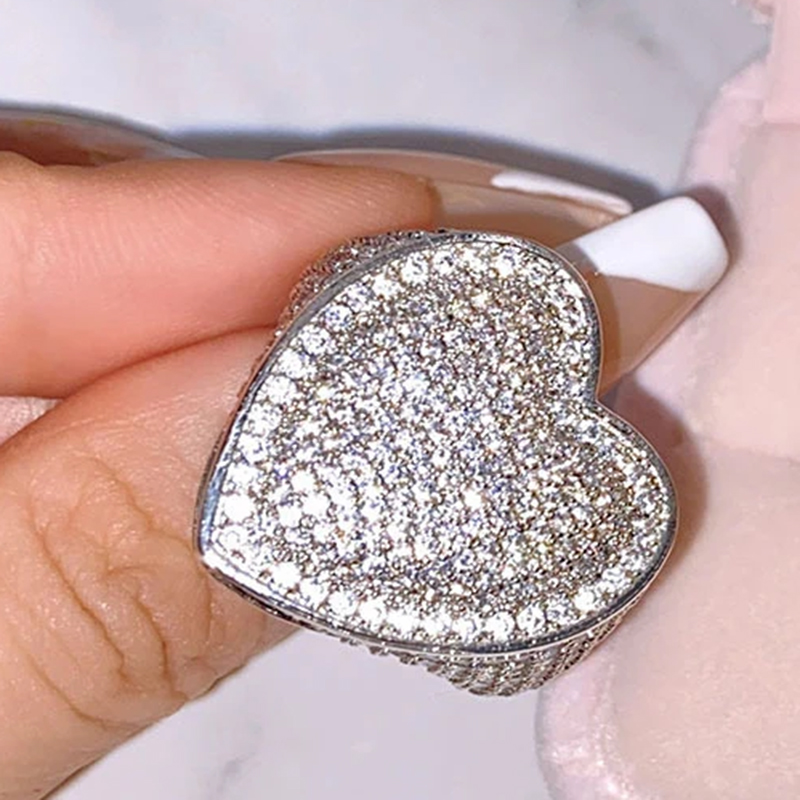 925 Silver Plated Big Heart Fu - مراجعة Street Fashion Rings وسعره