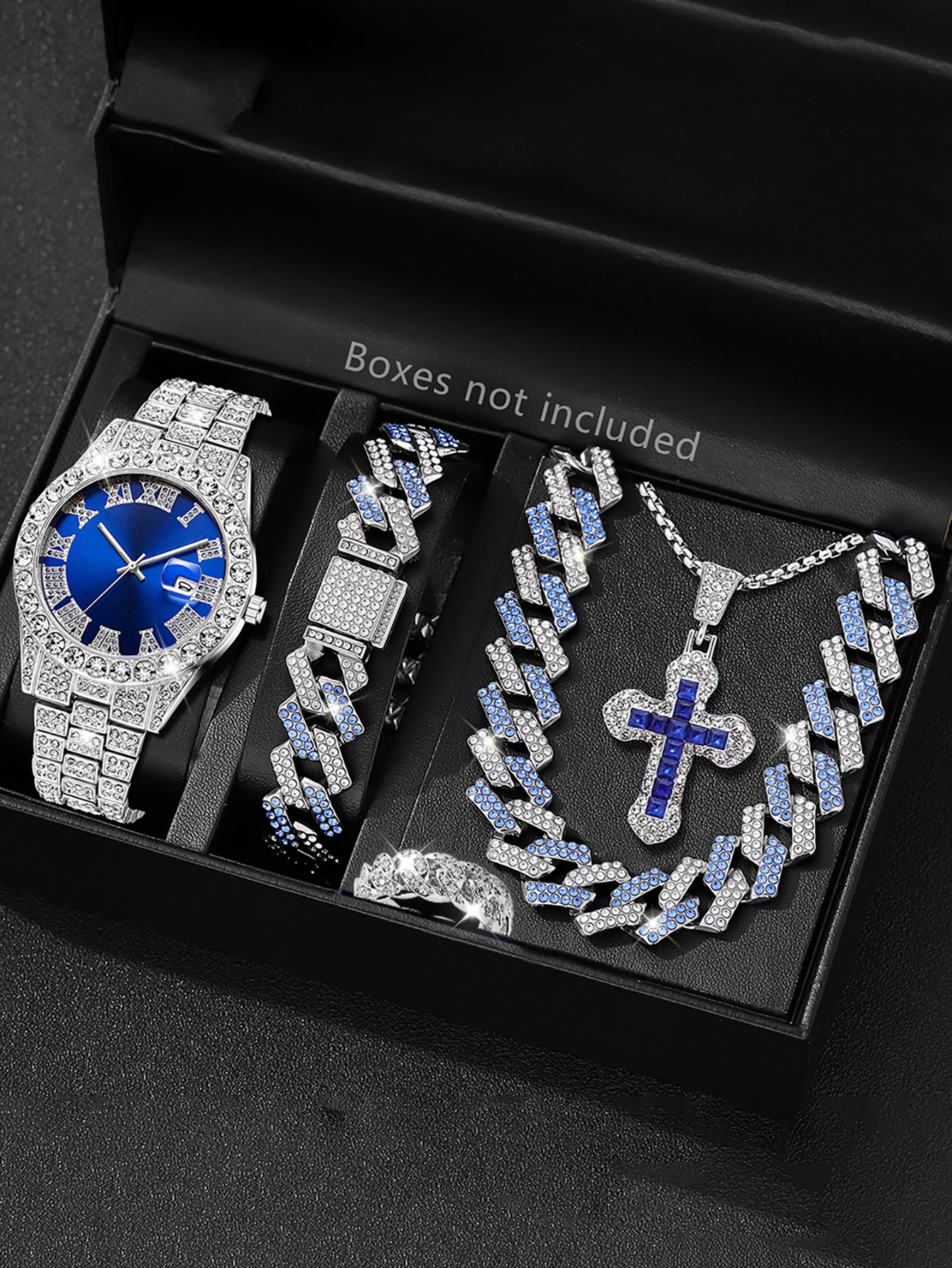 Silver Blue Men's Quartz Watch - مراجعة Street Fashion Rings وسعره