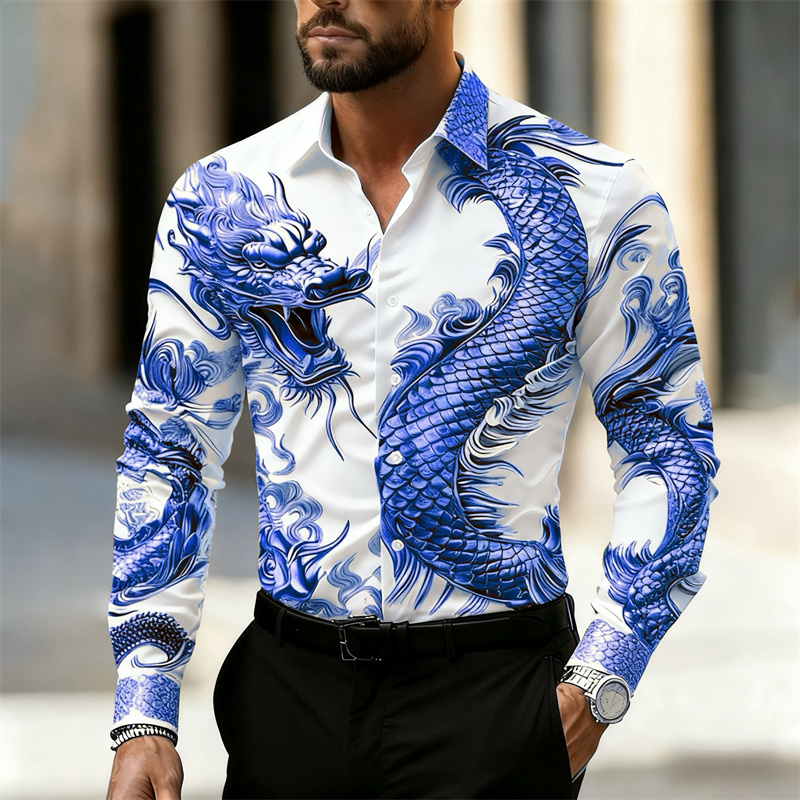 Men's shirt long sleeve shirt  - مراجعة Street Fashion In Chinese وسعره