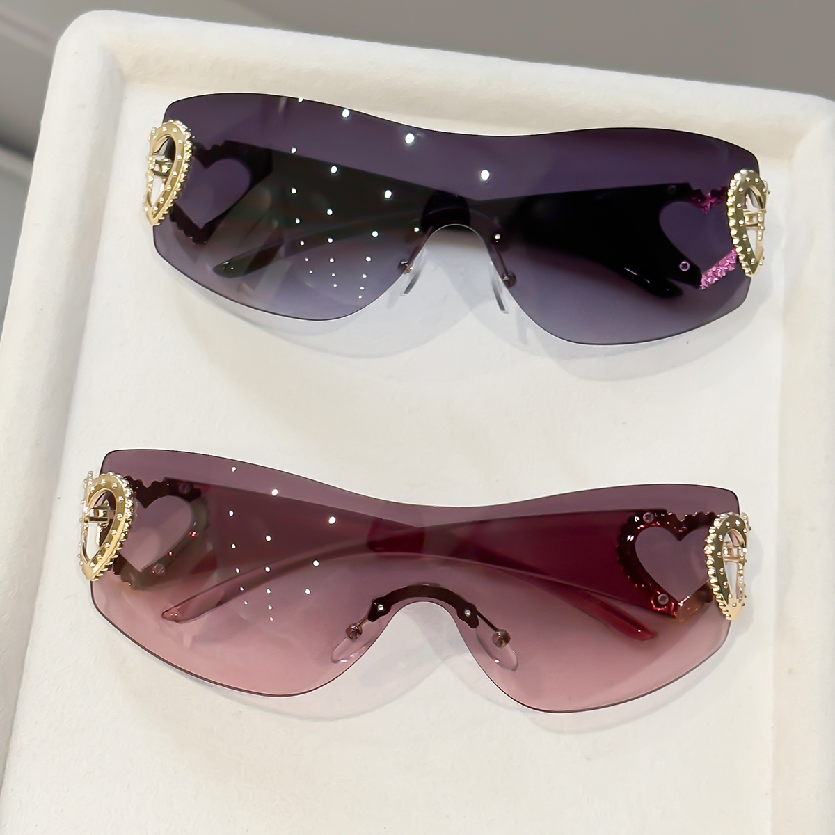 2pcs Y2K integrated frameless  - مراجعة Street Fashion Glasses وسعره