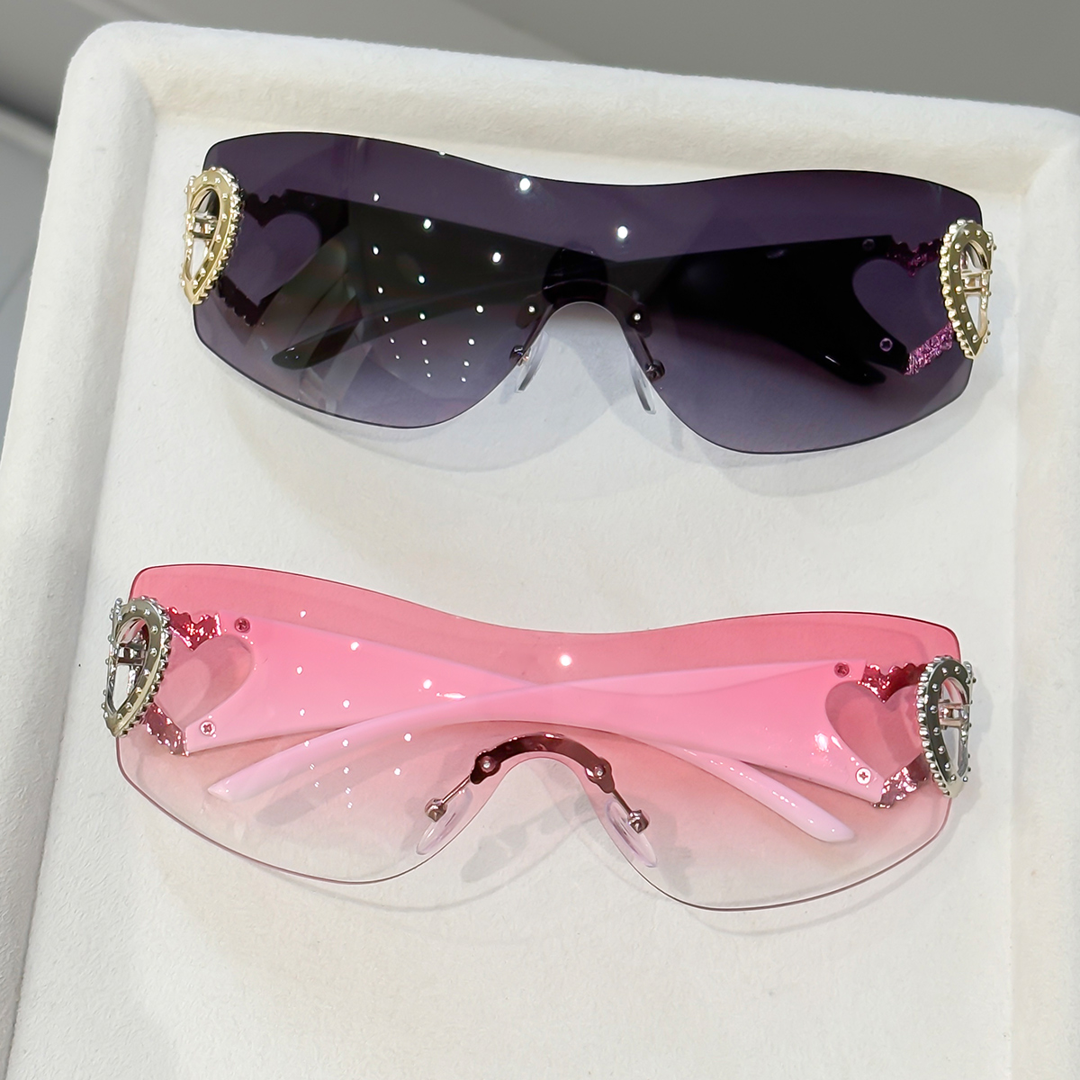 2pcs Y2K integrated frameless  - مراجعة Street Fashion Glasses وسعره