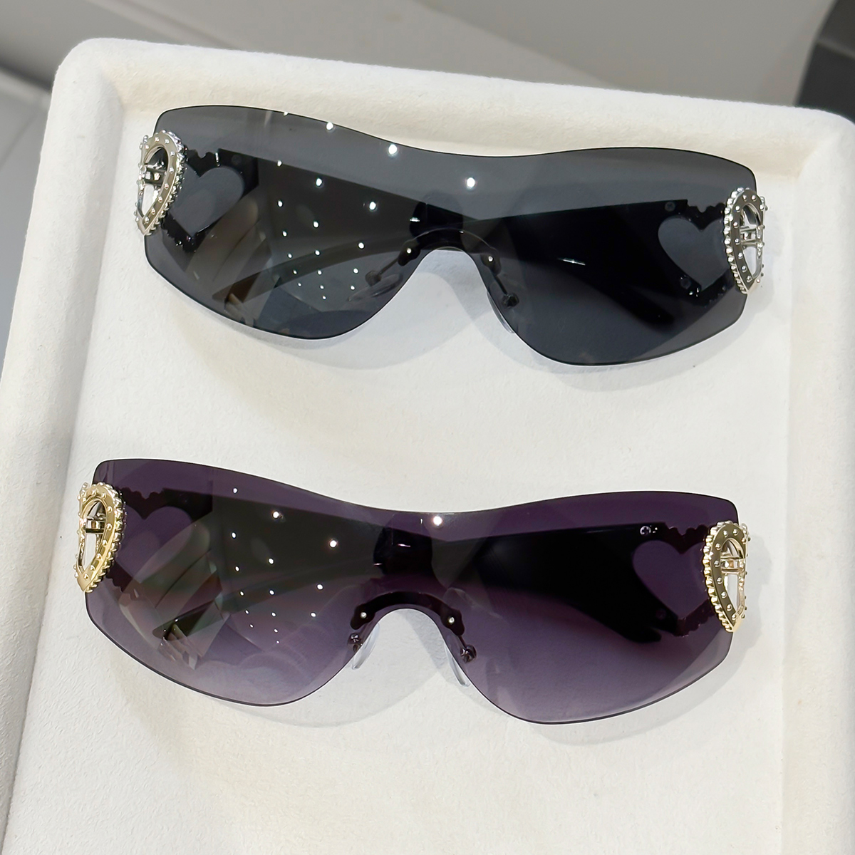 2pcs Y2K integrated frameless  - مراجعة Street Fashion Glasses وسعره