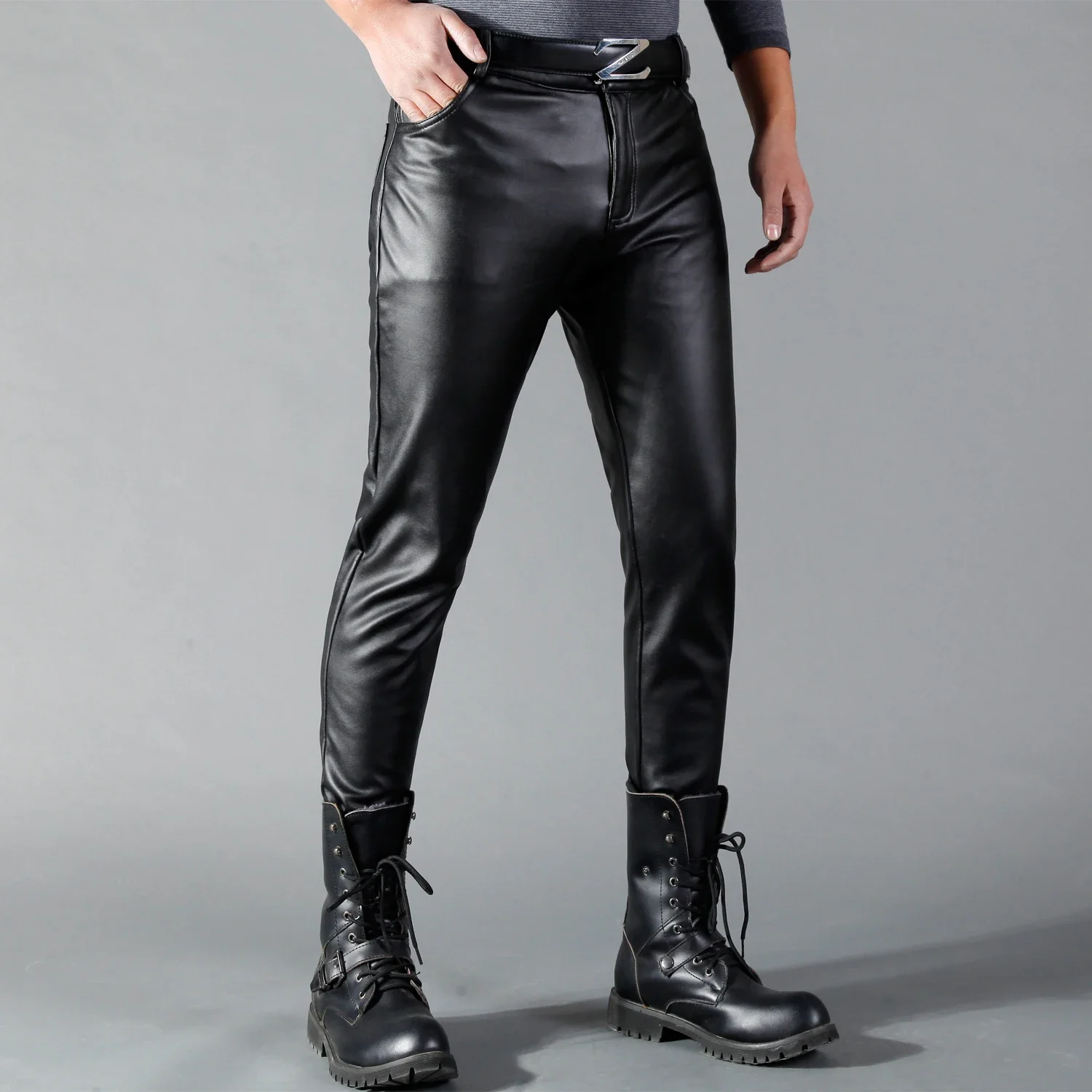 Men's Leather Pants Skinny Fit - مراجعة Street Fashion Dance وسعره