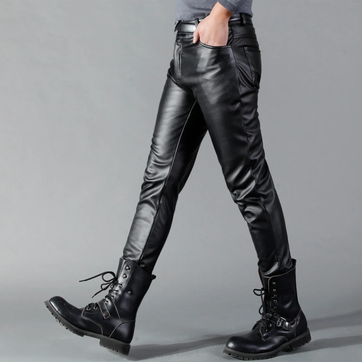 Men's Leather Pants Skinny Fit - مراجعة Street Fashion Dance وسعره