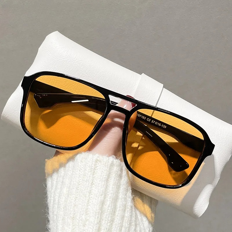 Square Double Bridges Sunglass - مراجعة Street Fashion Glasses وسعره