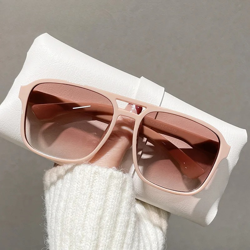 Square Double Bridges Sunglass - مراجعة Street Fashion Glasses وسعره