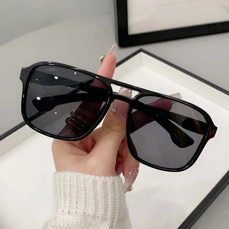Square Double Bridges Sunglass - مراجعة Street Fashion Glasses وسعره