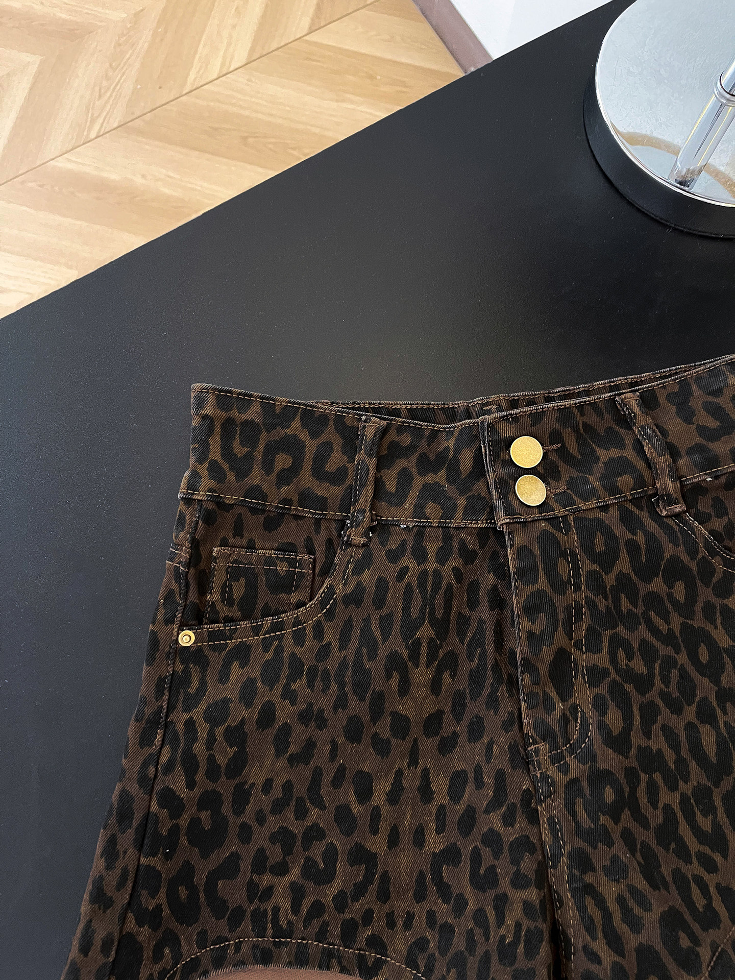 American Retro Leopard Print D - مراجعة Street Fashion Denim وسعره
