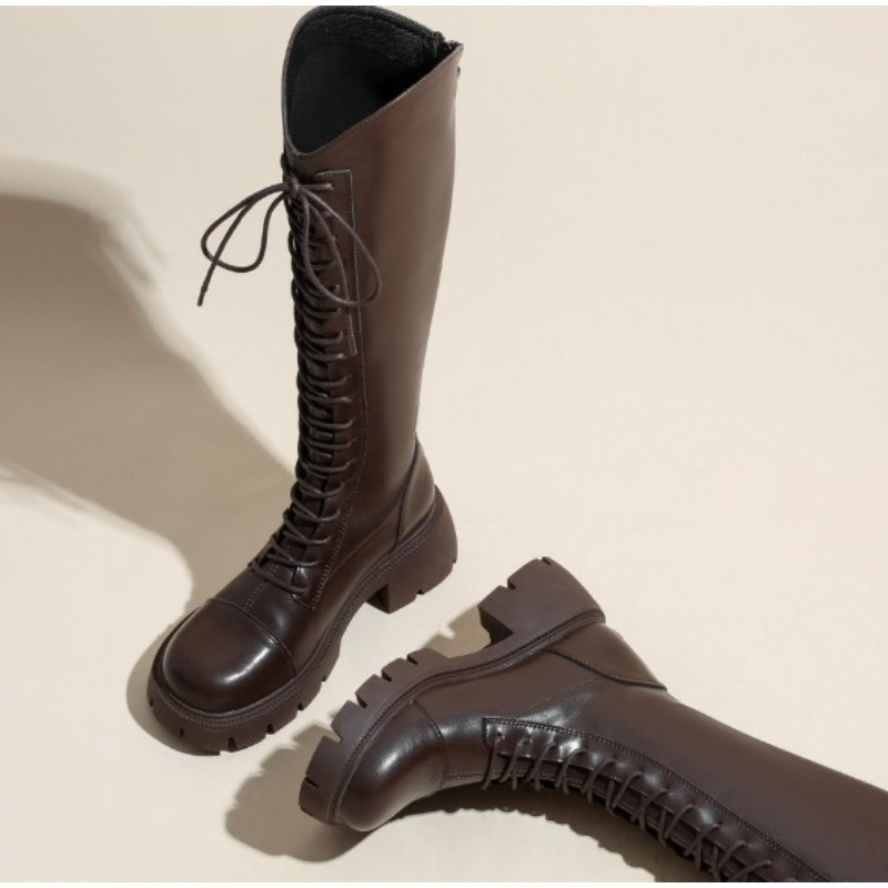 Winter Platform Cross Lace Up  - مراجعة Street Fashion Female وسعره