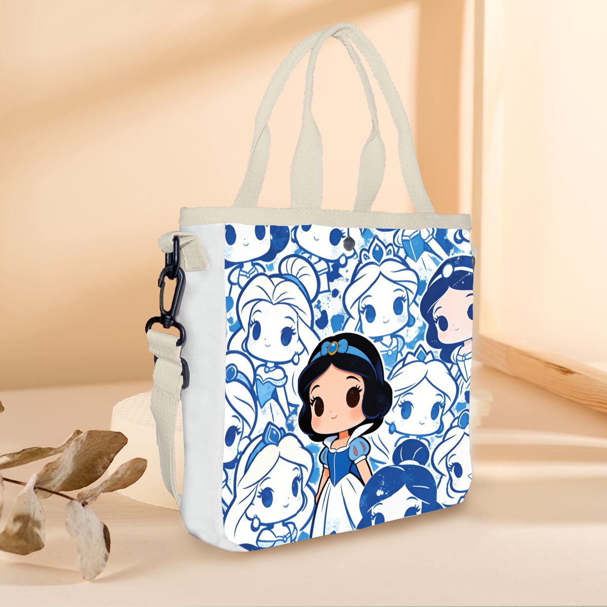 Cartoon snow white Characters  - مراجعة Tote Bag Canvas Print وسعره