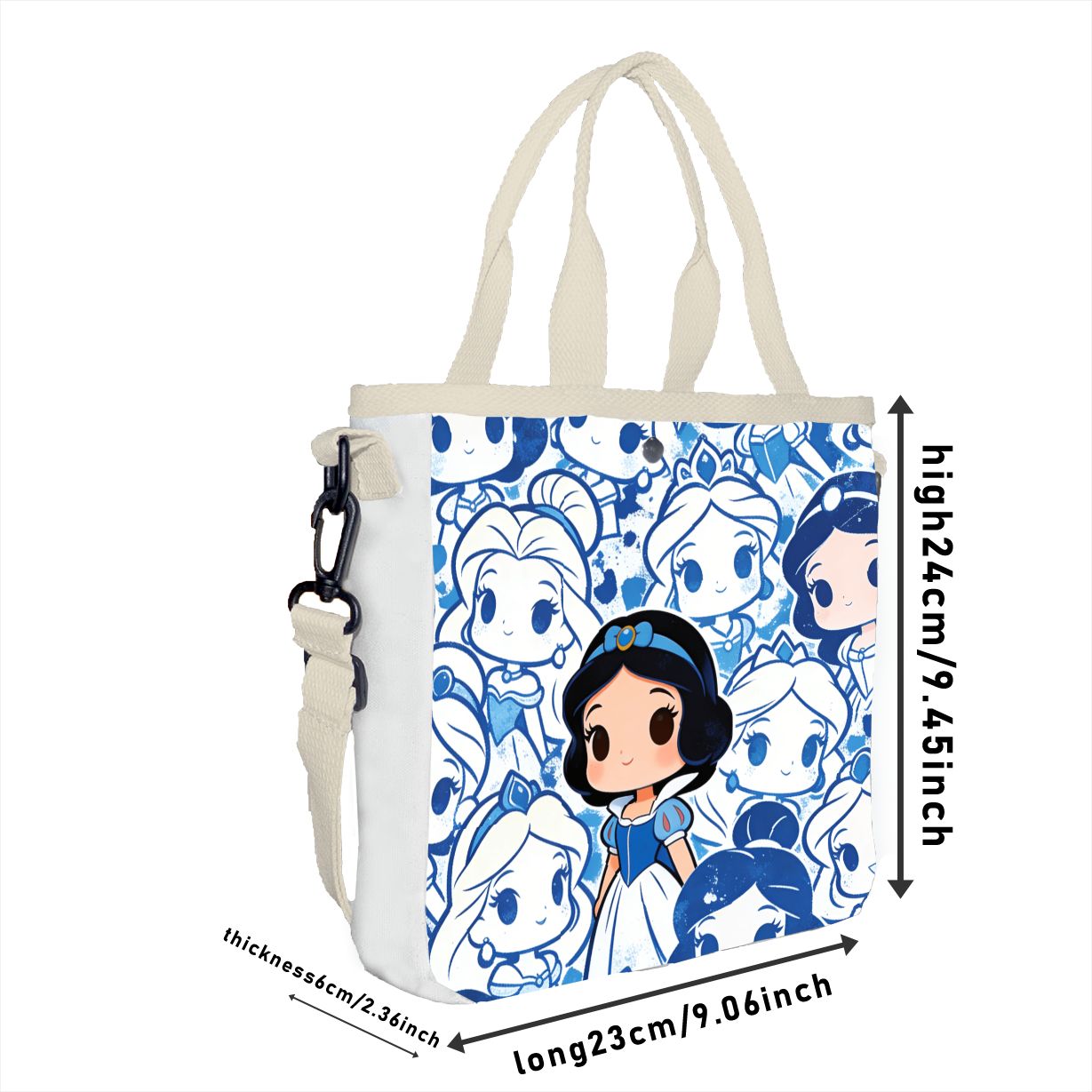 Cartoon snow white Characters  - مراجعة Tote Bag Canvas Print وسعره