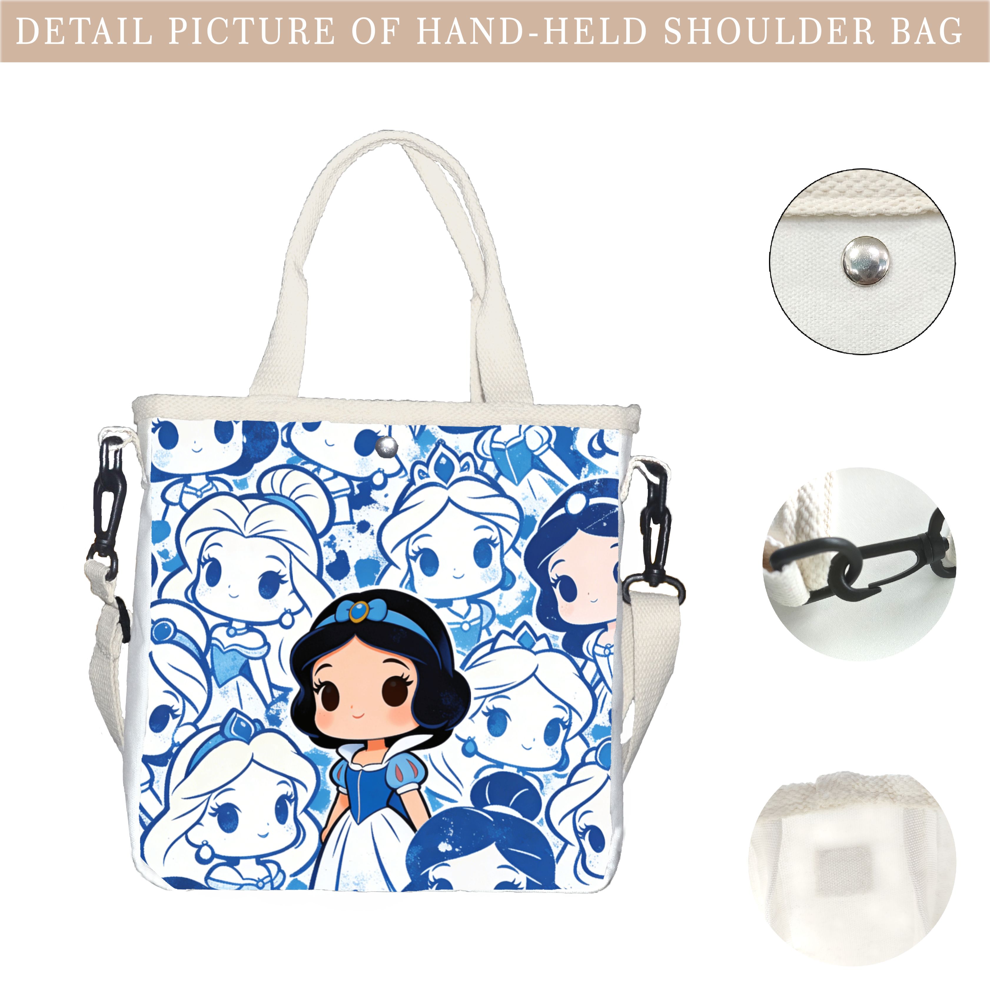 Cartoon snow white Characters  - مراجعة Tote Bag Canvas Print وسعره