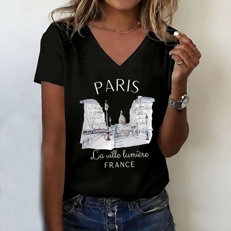 Vintage Paris T-shirt V Neck C - مراجعة Street Fashion In Paris وسعره