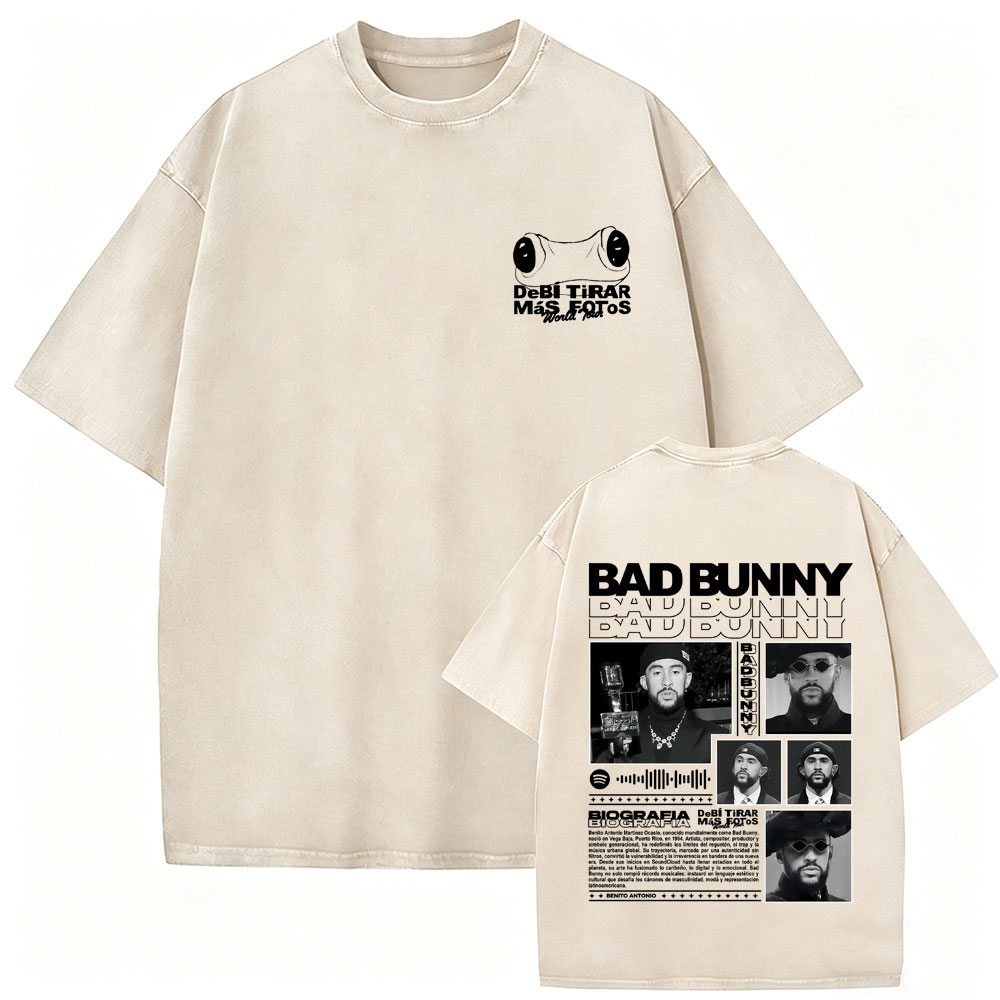 Rapper Bad Bunny Vintage Washe - مراجعة Foto Street Fashion وسعره