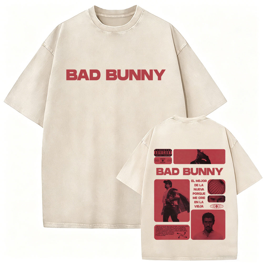 Rapper Bad Bunny Vintage Washe - مراجعة Foto Street Fashion وسعره