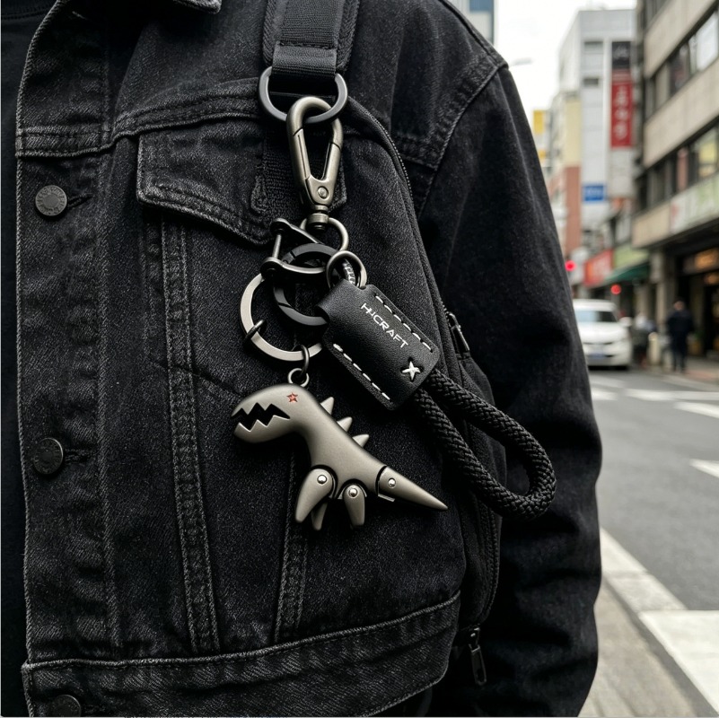 Cool Black Dinosaur Keychain w - مراجعة Street Fashion Rings وسعره