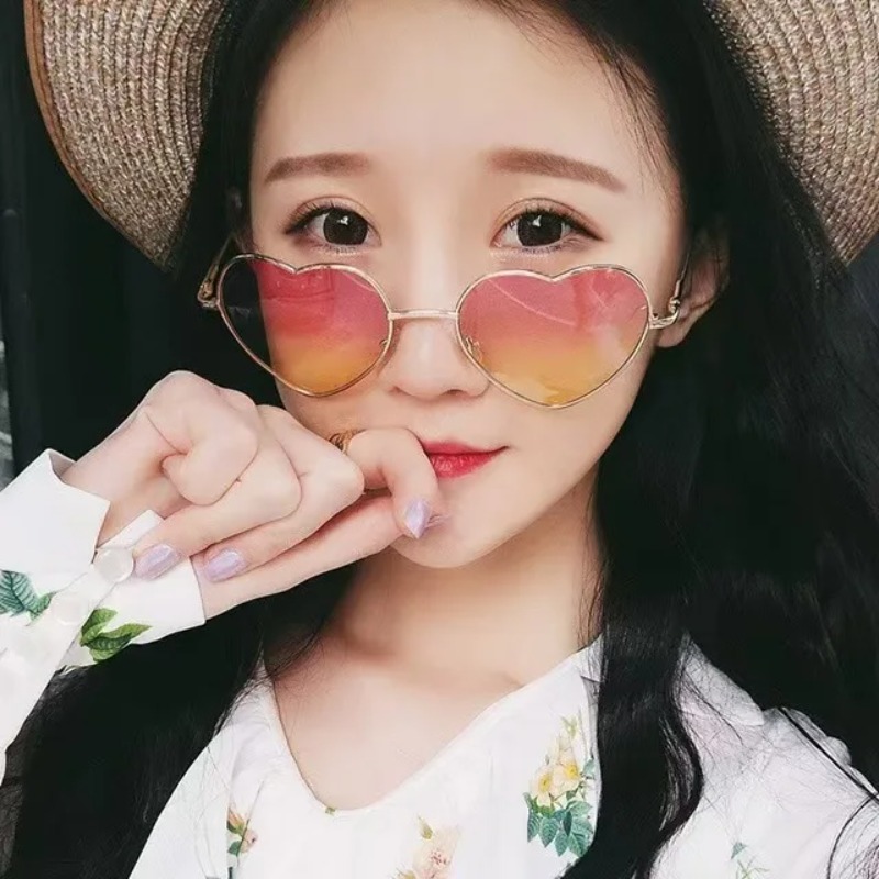 Fashion Heart Shaped Metal Sun - مراجعة Street Fashion Glasses وسعره