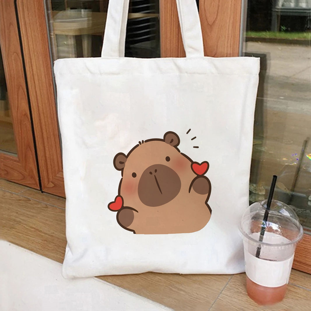1pc Japanese Style capybara Pr - مراجعة Tote Bag Canvas Print وسعره