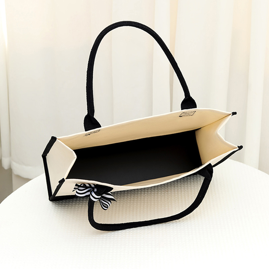 Cartoon-printed light white ca - مراجعة Tote Bag Canvas Print وسعره