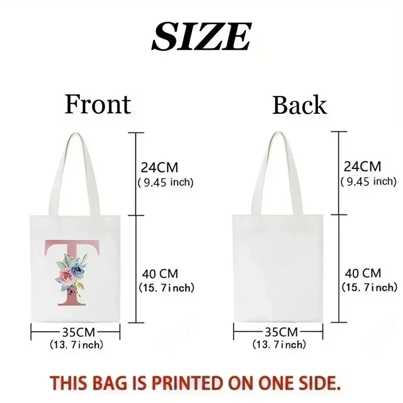 1pc Floral Love Letter Print T - مراجعة Tote Bag Canvas Print وسعره
