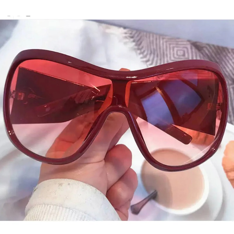 One Piece Oversized Y2K Sungla - مراجعة Street Fashion Glasses وسعره