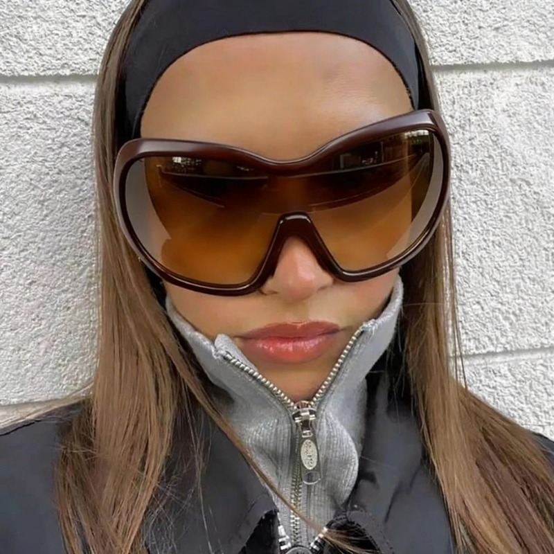 One Piece Oversized Y2K Sungla - مراجعة Street Fashion Glasses وسعره