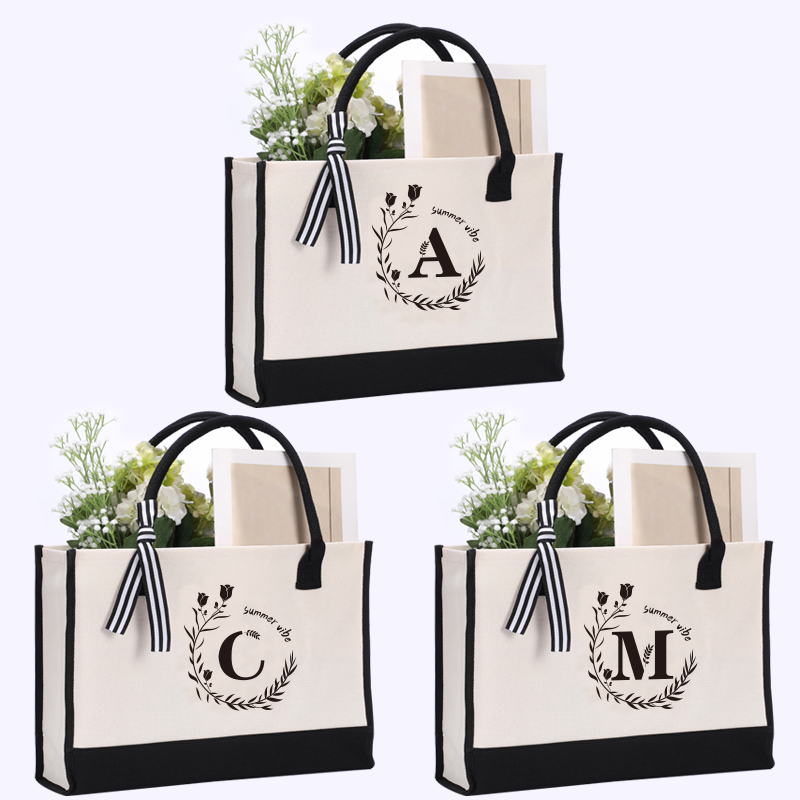 Leather letter print tote bag, - مراجعة Tote Bag Canvas Print وسعره