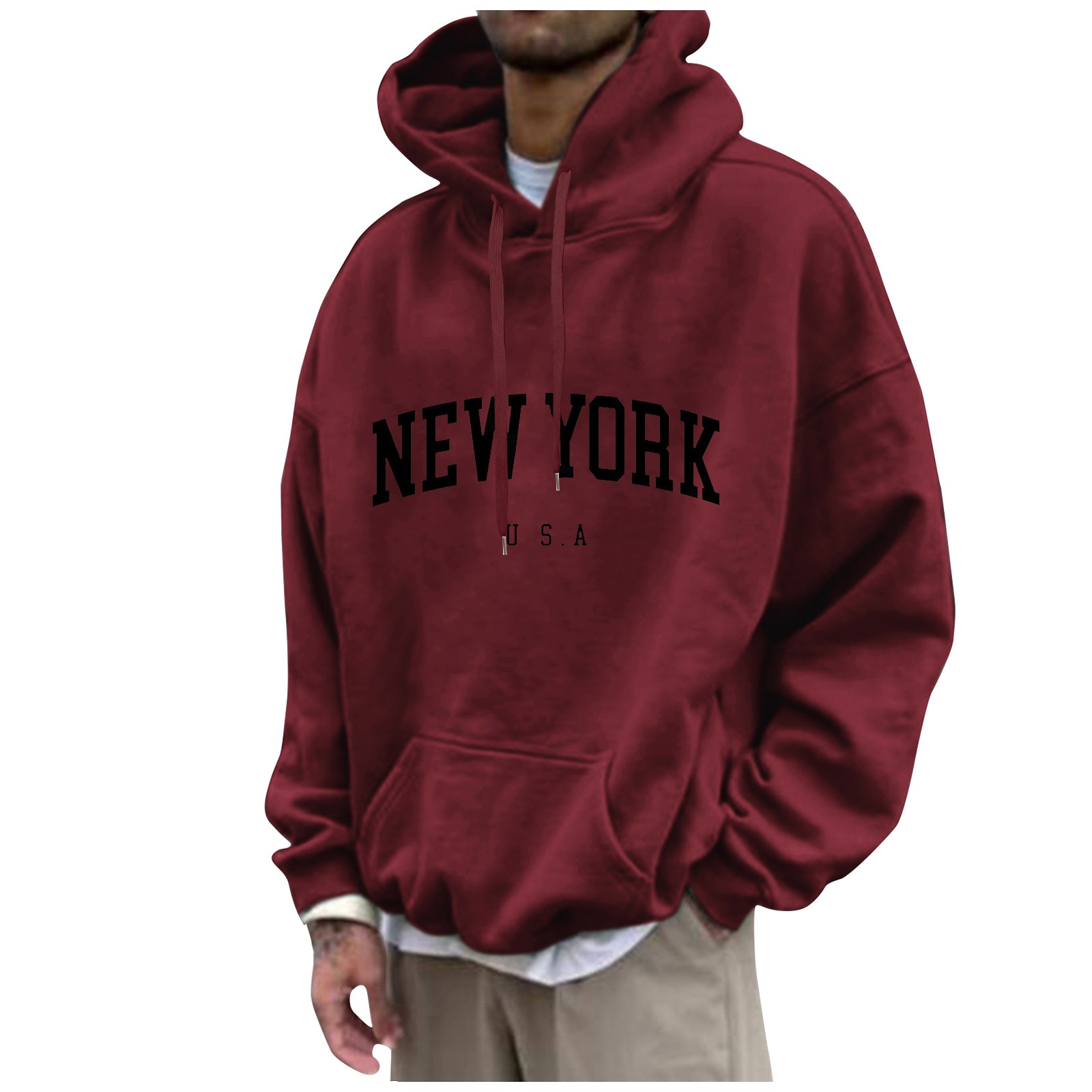 New York Print Mens Hoodies Fa - مراجعة High Street Fashion New York وسعره