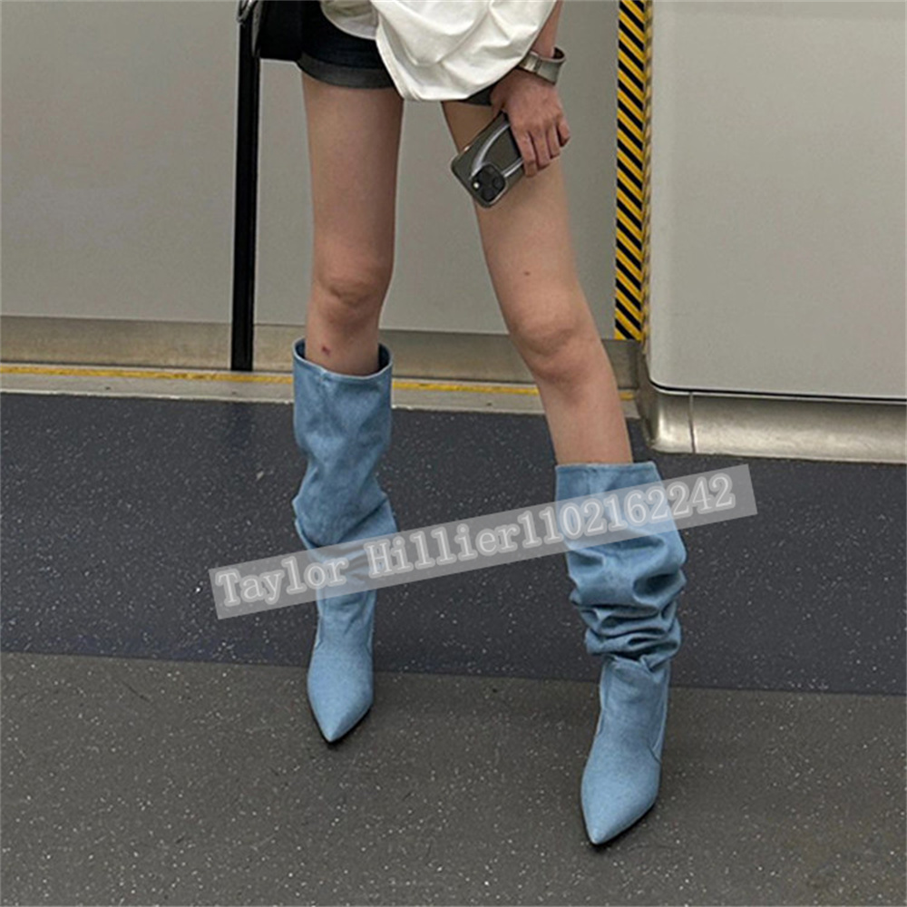 Springtime Blue Denim Pleated  - مراجعة Street Fashion Denim وسعره