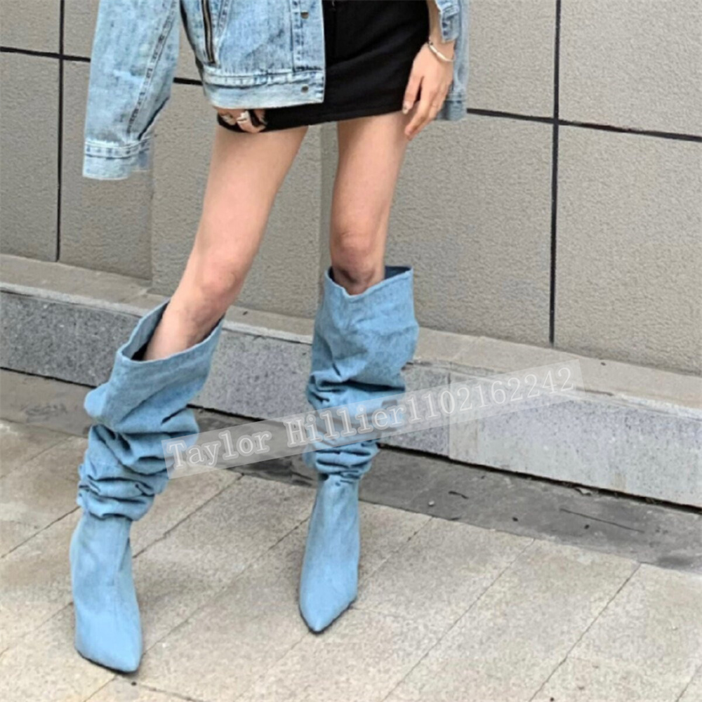 Springtime Blue Denim Pleated  - مراجعة Street Fashion Denim وسعره