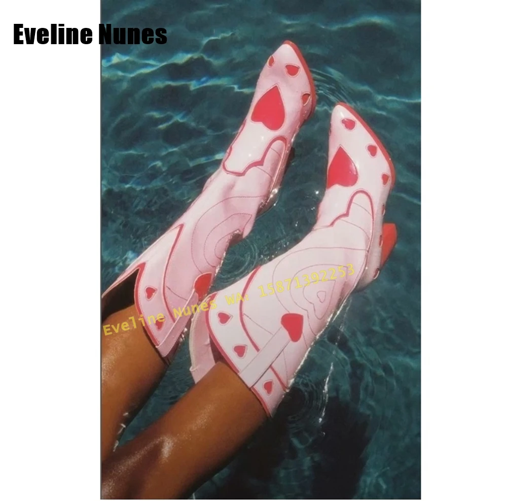 Pink Heart Space Cowgirl Boots - مراجعة Street Fashion Female وسعره