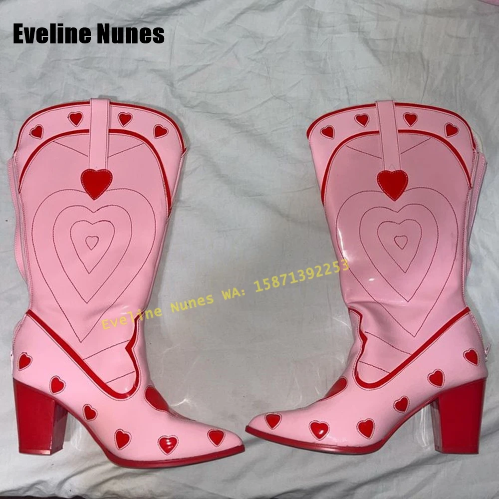 Pink Heart Space Cowgirl Boots - مراجعة Street Fashion Female وسعره