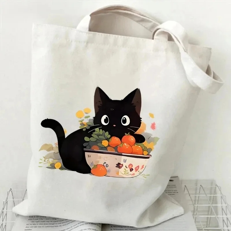 Cat and Book Canvas Handbag La - مراجعة Tote Bag Canvas Print وسعره