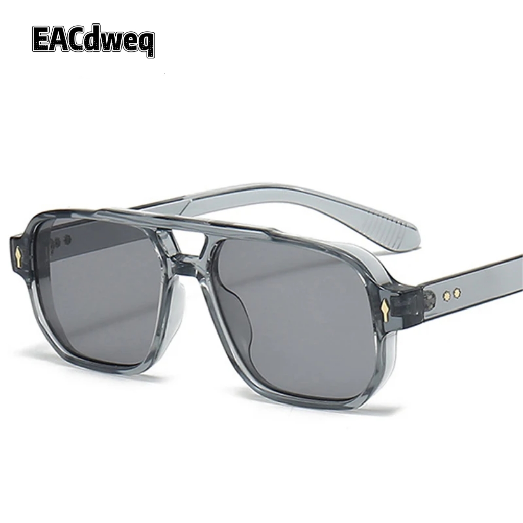 Vintage Double Bridges Men Squ - مراجعة Street Fashion Glasses وسعره
