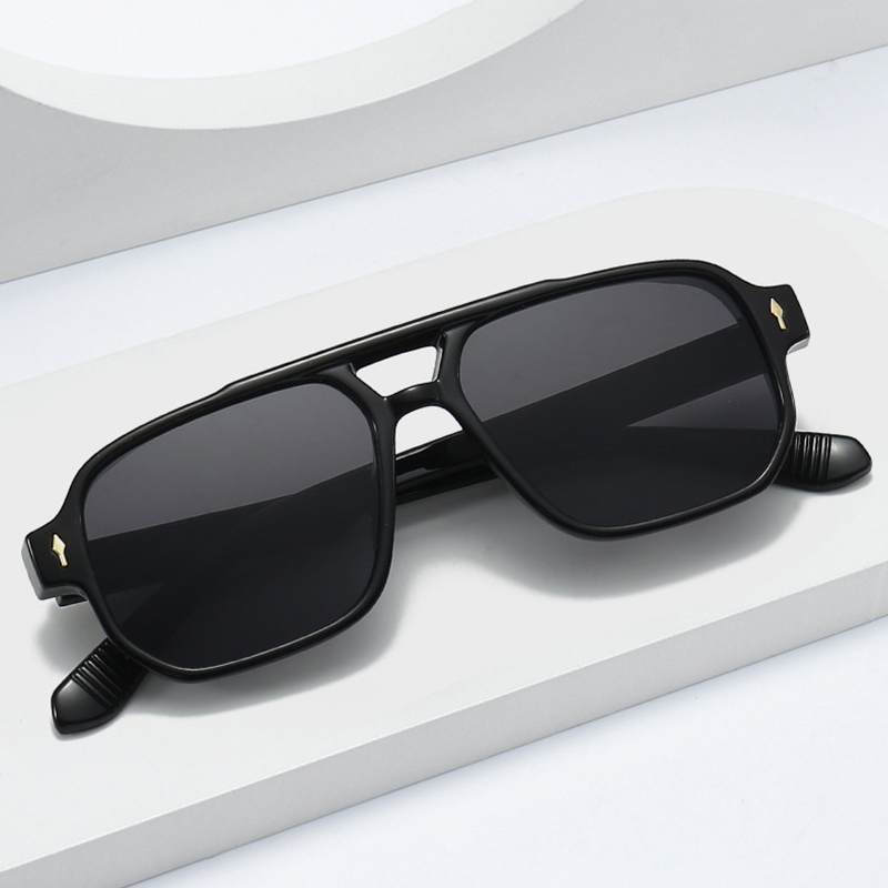 Vintage Double Bridges Men Squ - مراجعة Street Fashion Glasses وسعره