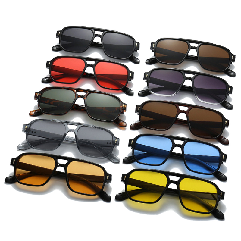 Vintage Double Bridges Men Squ - مراجعة Street Fashion Glasses وسعره