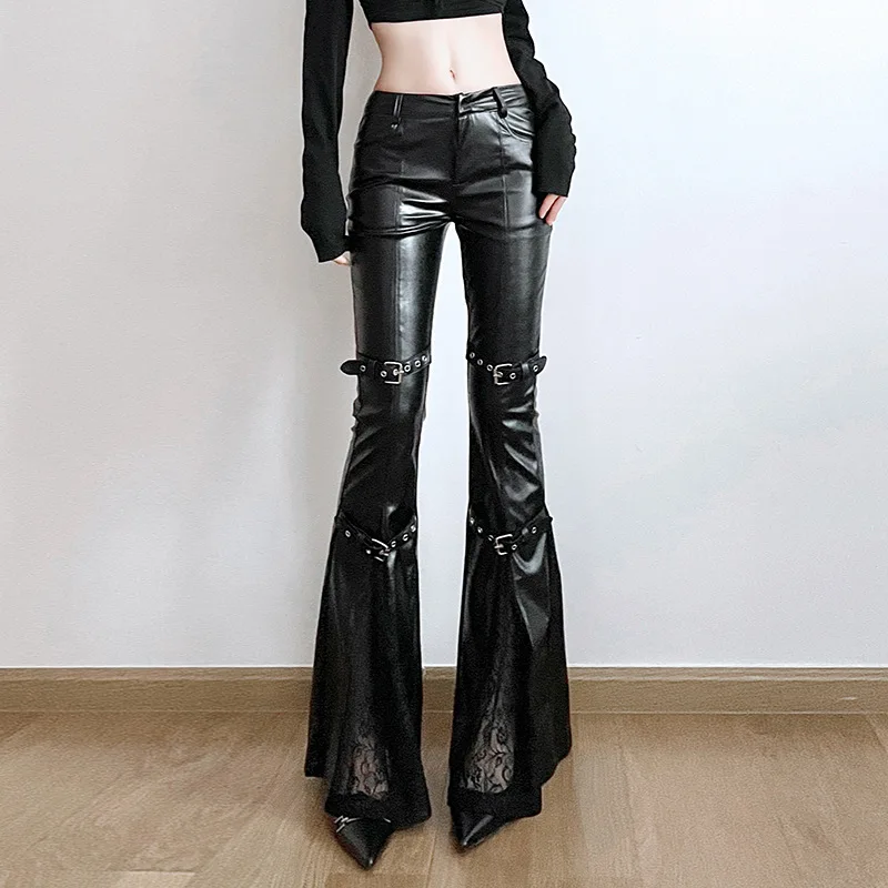 Women's PU Leather Flare Pants - مراجعة Street Fashion Female وسعره
