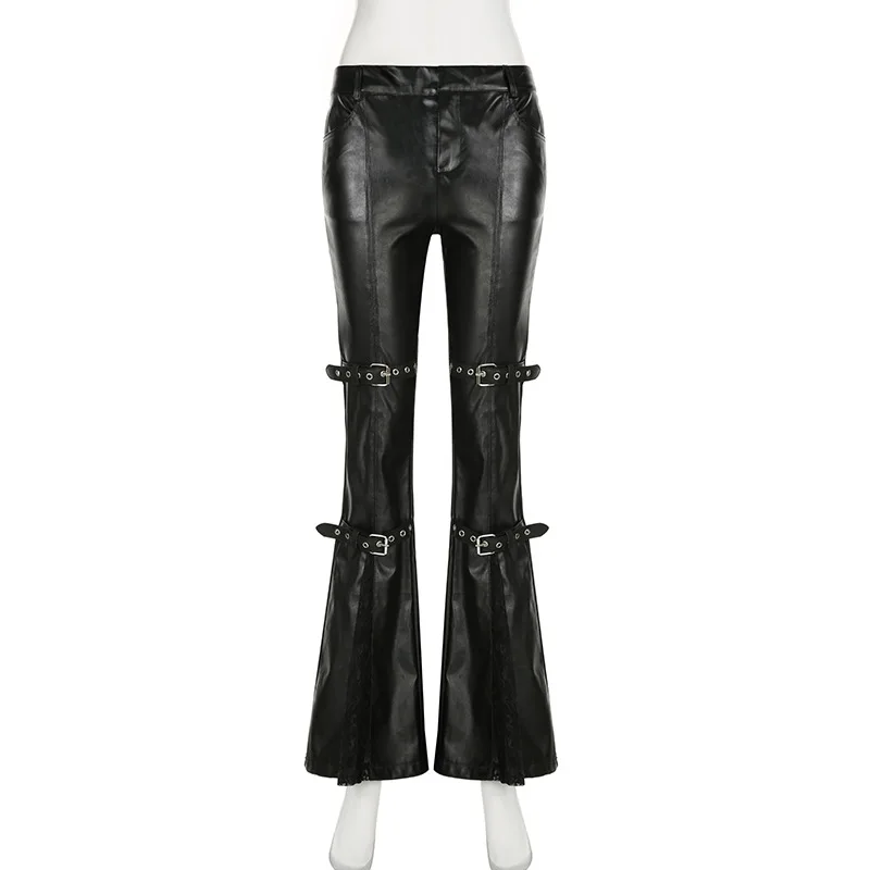 Women's PU Leather Flare Pants - مراجعة Street Fashion Female وسعره
