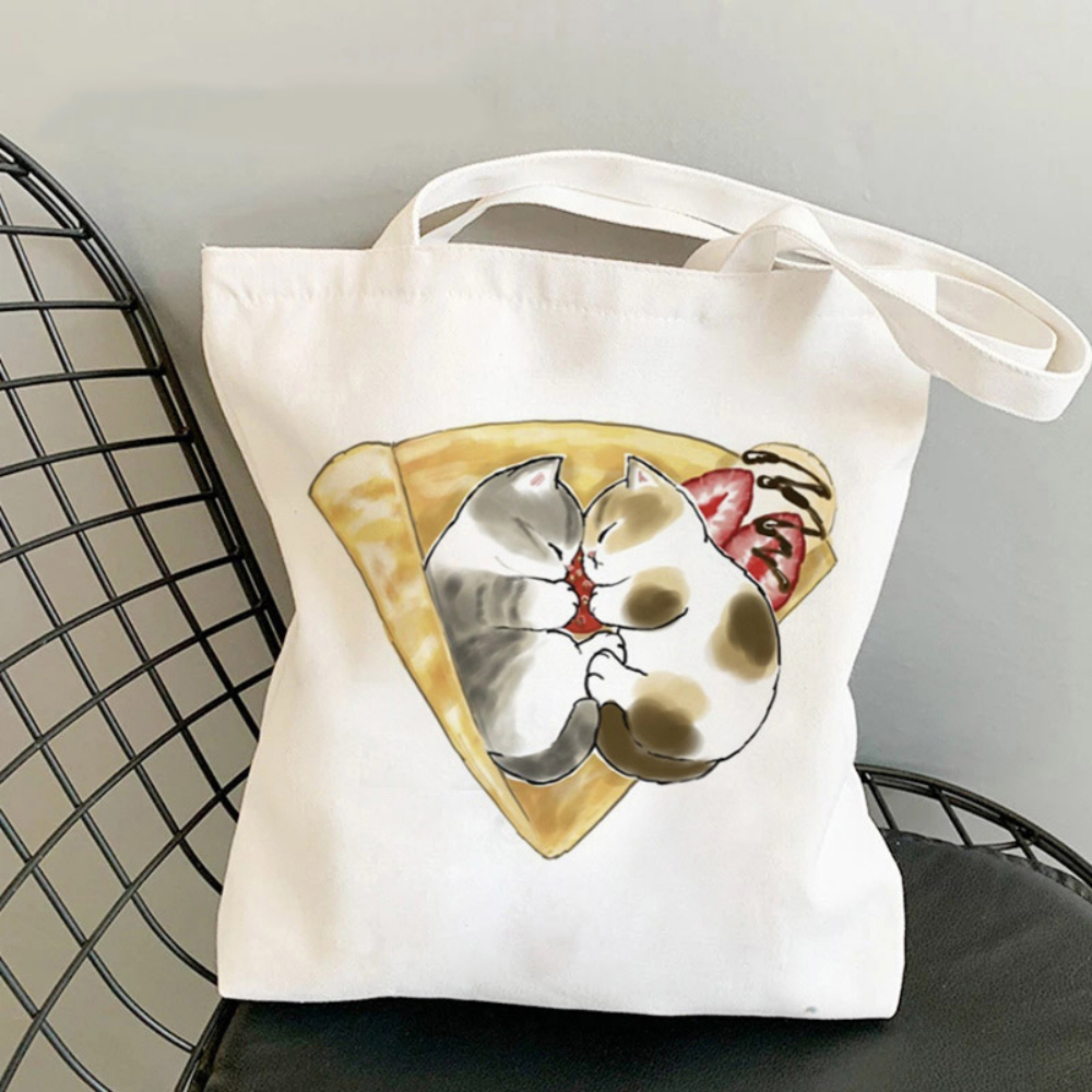 Kawai Cats and Food Creativity - مراجعة Tote Bag Canvas Print وسعره