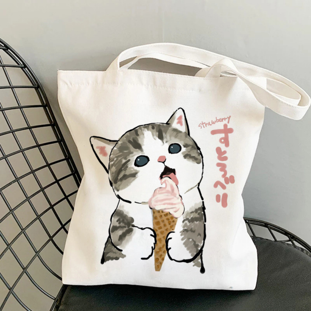 Kawai Cats and Food Creativity - مراجعة Tote Bag Canvas Print وسعره
